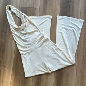 Aria Lattner Halter Backless Cream Jumpsuit